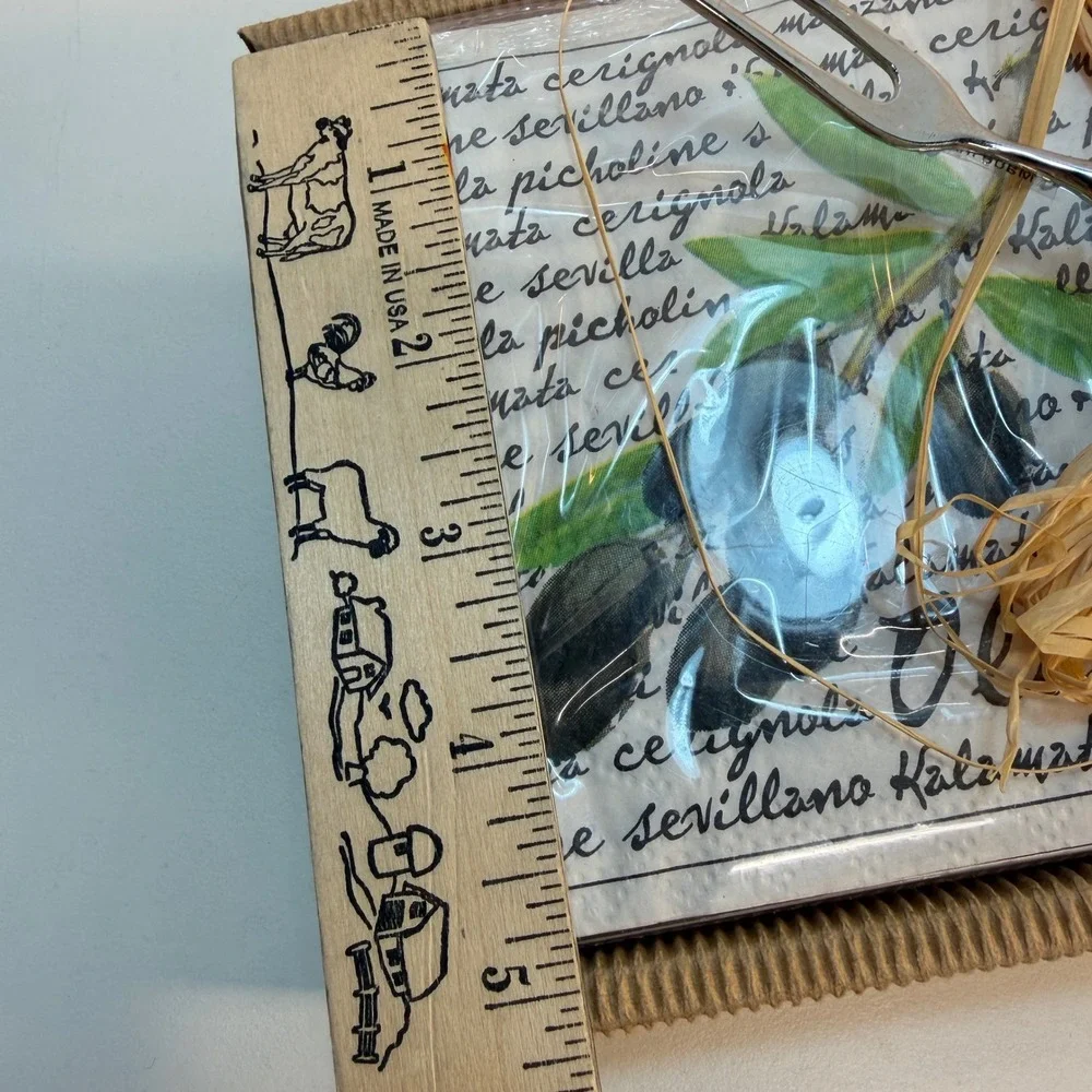 Mud Pie Olive Napkin Set Silver Olive Branch Fork Server Rustic Party Dinner NEW